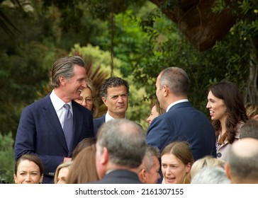 San Francisco, CA - May 27, 2022: Governor Newsome and Prime Minister Jacinda Ardern at the California and New Zealand Partner to Advance Global Climate Leadership press conference 