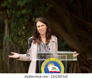San Francisco, CA - May 27, 2022: Prime Minister Jacinda Ardern at the California and New Zealand Partner to Advance Global Climate Leadership press conference.