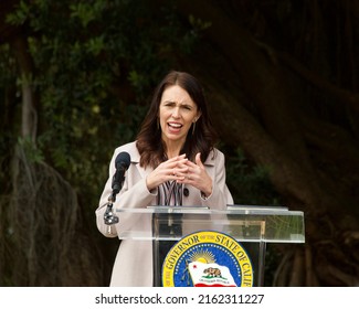 San Francisco, CA - May 27, 2022: Prime Minister Jacinda Ardern at the California and New Zealand Partner to Advance Global Climate Leadership press conference.