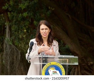 San Francisco, CA - May 27, 2022: Prime Minister Jacinda Ardern At The California And New Zealand Partner To Advance Global Climate Leadership Press Conference.