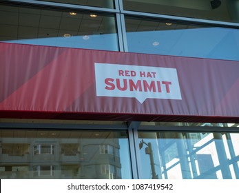 SAN FRANCISCO, CA – MAY, 9 2018: Red Hat Software, Open Source Provider Of Products Like Linux, Hosts An Annual Summit In San Francisco