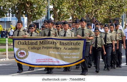 San Francisco, CA - November 12, 2017: Unidentified Participants Honor The Service And Sacrifice Of Our Armed Forces Downtown San Francisco Participating In The 97th Annual Veterans' Day Parade