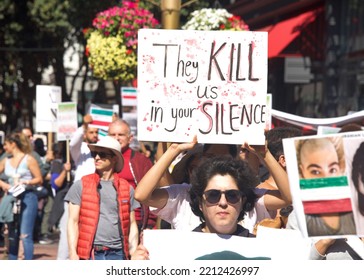 San Francisco, CA - Oct 8, 2022: Participants In Rise Up For Abortion BayArea Organized Women's Reproductive Rights March Through The Streets In San Francisco.
