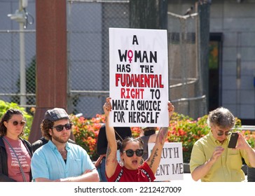 San Francisco, CA - Oct 8, 2022: Participants At Rise Up For Abortion Bay Area Organized Women's Reproductive Rights Rally At Union Square In San Francisco.
