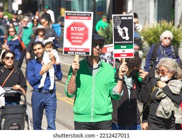 San Francisco, CA - Oct 8, 2022: Participants In Rise Up For Abortion BayArea Organized Women's Reproductive Rights March Through The Streets In San Francisco.
