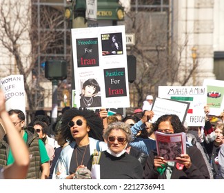 San Francisco, CA - Oct 8, 2022:Participants In Rise Up For Abortion BayArea Organized Women's Reproductive Rights March Through The Streets In San Francisco.
