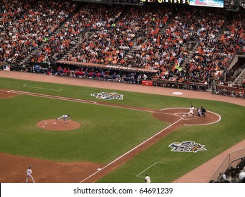 SAN FRANCISCO, CA - OCTOBER 28: Cody Ross Stands In The Batters Box Waiting For Incoming Pitch Game 2 2010 World Series Between Giants And Rangers Oct. 28, 2010 AT&T Park San Francisco, CA.