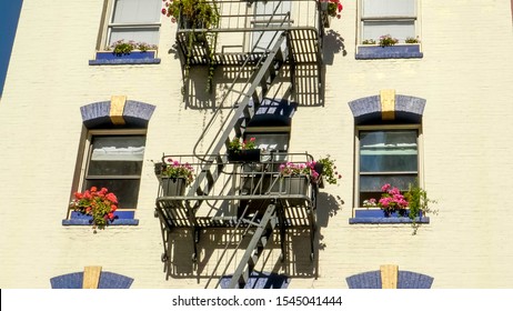 SAN FRANCISCO, CA, UNITED STATES OF AMERICA - OCTOBER, 27, 2017: fire escape stairs on a building in san francisco