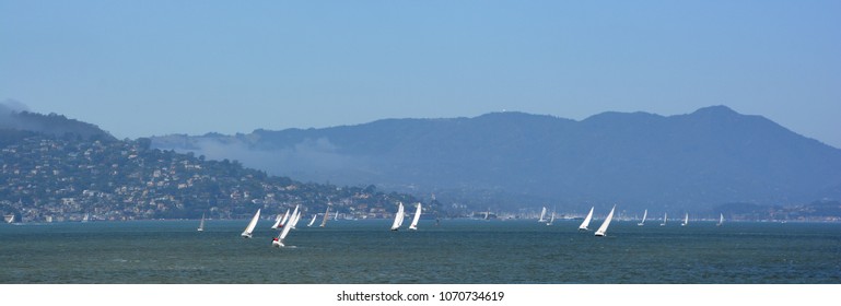 SAN FRANCISCO CA USA 04 12 05: Sailing Boats In San Francisco Bay Is A Shallow Estuary In The U.S. State Of California. It Is Surrounded By A Contiguous Region Known As The San Francisco Bay Area 