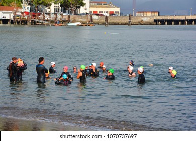 SAN FRANCISCO CA USA 04 12 05: Swimmers Lesson In San Francisco Bay Is A Shallow Estuary In The U.S. State Of California. It Is Surrounded By A Contiguous Region Known As The San Francisco Bay Area 