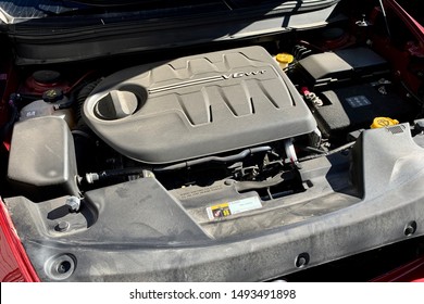 San  Francisco, CA / USA - Aug 11th 2019: V6 Engine Under The Hood. I Paid 164 US Dollars For The Smog Check In Down Town San Francisco. 