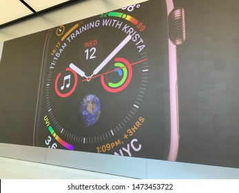 San Francisco, CA (USA) - August 2, 2019. A Giant LED Screen Video Wall At The Apple Flagship Store In San Francisco.