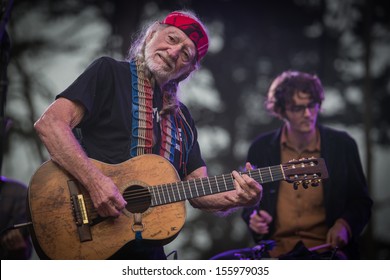 San Francisco, CA USA - August 11, 2013: Willie Nelson And Son Micah Performing At The 2013 Outside Lands Music Festival Sutro Stage. 