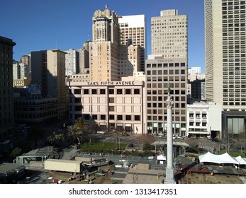 San Francisco, CA / USA - January, 25th, 2019: Union Square Taken From Above.