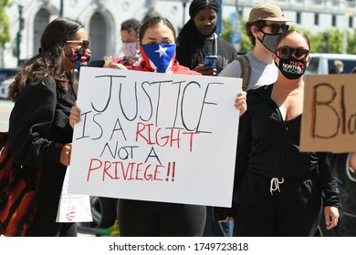 San Francisco, CA / USA - June 1 2020: People Hold Signs During SF NAACP 