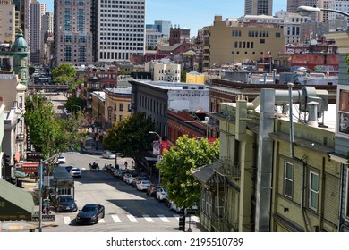 San Francisco, CA  USA - June 2022: Steep Street In San Francisco, California