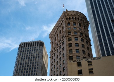 San Francisco, CA  USA - June 2022: The Hobart Building Is An Office High Rise In The Financial District Of San Francisco, California