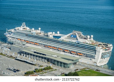 San Francisco, CA USA - November 22, 2021: Princess Cruise Line's Ruby Princess Docks In San Francisco Bay Over The Thanksgiving Holiday Prior To CDC Shut Down Over Covid-19 Spread.