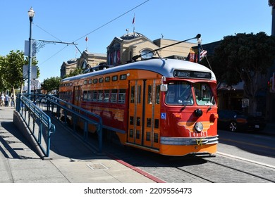 San Francisco, CA, USA - October 7, 2019: A Streetcar (F Market And Wharves Line).