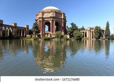 SAN FRANCISCO, CA USA-OCT.5, 2019: Originally built for the 1915 Panama-Pacific Exhibition, the ancient building of Palace Of Fine Arts, was constructed in Beaux-Arts architectural style. 3601 Lyon St