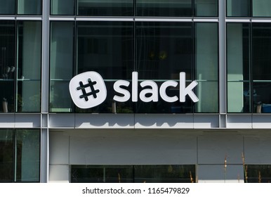 San Francisco Ca,August 25 2018:Slack Company Logo At Slack HQ