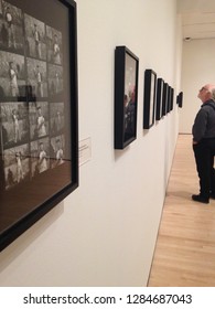 San Francisco, California- July 27, 2017: Stranger Admiring The SF MOMA.