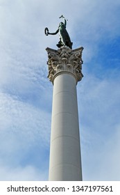 San Francisco, California, June 2, 2010: View Of The Goddess Of Victory, The Statue By Robert Ingersoll Aitken Atop The Dewey Monument, Named After War Hero George Dewey, The Symbol Of Union Square