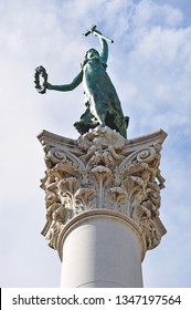 San Francisco, California, June 2, 2010: View Of The Goddess Of Victory, The Statue By Robert Ingersoll Aitken Atop The Dewey Monument, Named After War Hero George Dewey, The Symbol Of Union Square