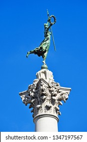 San Francisco, California, June 2, 2010: View Of The Goddess Of Victory, The Statue By Robert Ingersoll Aitken Atop The Dewey Monument, Named After War Hero George Dewey, The Symbol Of Union Square