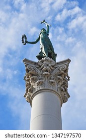 San Francisco, California, June 2, 2010: View Of The Goddess Of Victory, The Statue By Robert Ingersoll Aitken Atop The Dewey Monument, Named After War Hero George Dewey, The Symbol Of Union Square