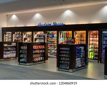 San Francisco, California, October 16, 2018: Hudson News Stand In The San Francisco Airport