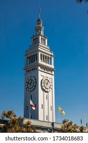 SAN FRANCISCO, CALIFORNIA, UNITED STATES. October 2019. The San Francisco's Ferry Building Tower Clock. 