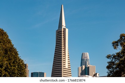 SAN FRANCISCO, CALIFORNIA, UNITED STATES - MAY 2, 2019: View Of The Trans America Pyramid Building