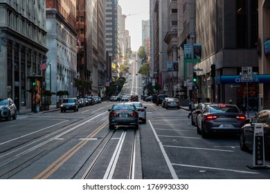 SAN FRANCISCO, CALIFORNIA, UNITED STATES - MAY 4, 2019: View of the streets of San Francisco from a cable car
