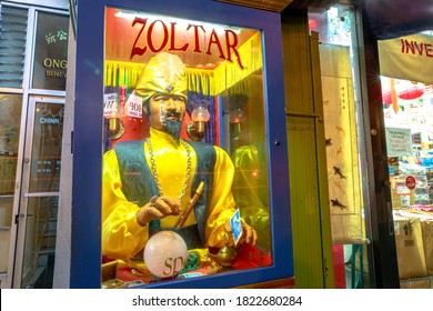 San Francisco, California, United States - August 16, 2019: detail of Zoltar machine, a fortune telling machine inside San Francisco Chinatown. famous in BIG movie of Tom Hanks.