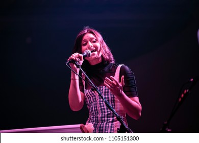 San Francisco, California / USA - June 3 2018: Aly Michalka Of Pop Rock Duo Aly & AJ Performs At August Hall In San Francisco.