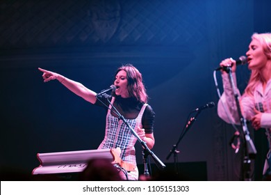 San Francisco, California / USA - June 3 2018: Aly Michalka Of Pop Rock Duo Aly & AJ Performs At August Hall In San Francisco.