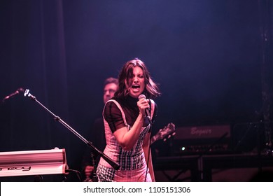 San Francisco, California / USA - June 3 2018: Aly Michalka Of Pop Rock Duo Aly & AJ Performs At August Hall In San Francisco.