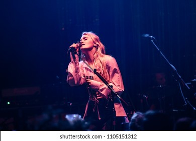 San Francisco, California / USA - June 3 2018: AJ Michalka Of Pop Rock Duo Aly & AJ Performs At August Hall In San Francisco.