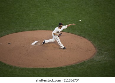 San Francisco, California, USA, October 16, 2014, AT&T Park, Baseball Stadium, SF Giants Versus St. Louis Cardinals, National League Championship Series (NLCS), Pitcher Brent Musburger, Series MVP