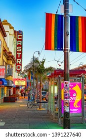 San Francisco, California, USA - September 08, 2018: Area Of The City Of Castro, Where A Large Cluster Of Gay Lesbian LGBT Culture.