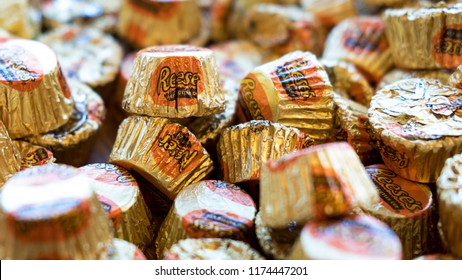 San Francisco, Candy Shop, Pier 49 - September 23, 2018: Reese's Peanut Butter Cup Minis. Bite Size, Individually Wrapped Reese's, Produced And Globally Distributed By Hershey Company