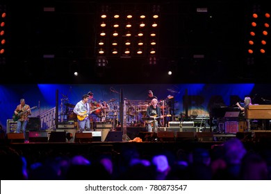 San Francisco, CA/USA: 11/9/17: Dead And Company Perform At Band Together Bay Area At AT&T Park.  (L To R) Oteil Burbridge, Bill Kreutzmann, John Mayer, Bob Weir, Mickey Hart, Jeff Chimenti. 