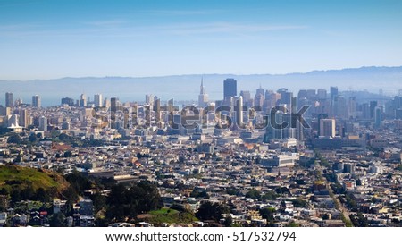 San Francisco City scape view from Twin Peaks.