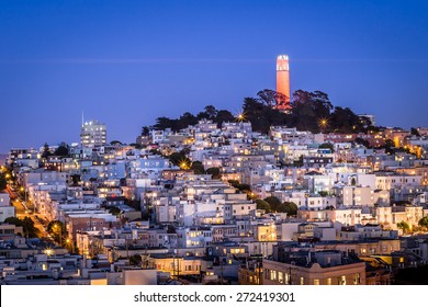San Francisco cityscape and Coit Tower on Telegraph Hill