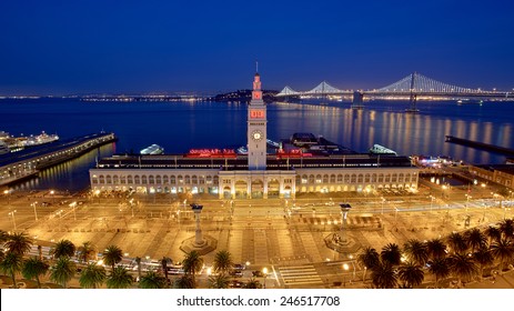 San Francisco Ferry Building And Bay Bridge