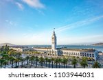 San Francisco Ferry Building, Port of San Francisco, California.  Blue Sunny Sky.