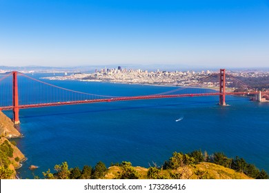 San Francisco Golden Gate Bridge GGB from Marin headlands in California USA
