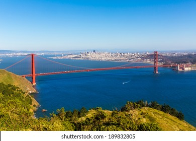 San Francisco Golden Gate Bridge GGB from Marin headlands in California USA