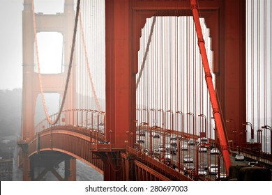 San Francisco, Golden Gate Bridge From Above, Misty Weather